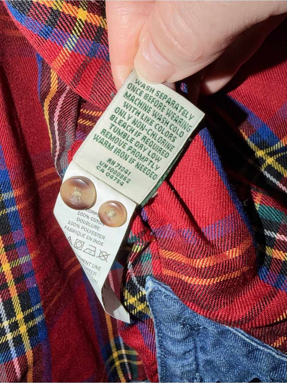 L.L. Bean Heritage Washed Denim Shirt Plaid Flannel Lined Tartan Button Down XL - Picture 5 of 7